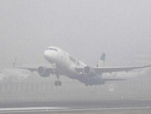 A Plane taking off in near minimal visibility